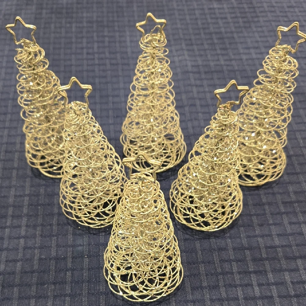 Silvertone & Sparkle Wire Spiral Christmas Tree Decorations